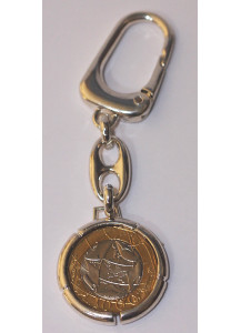 Portachiavi placato argento con Moneta da Lire 1.000 Italia Unione Europea 1997